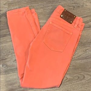 Tory Burch salmon cropped skinny jeans